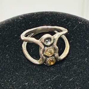 925 Stamped Sterling Silver Opulenza smokey brown ring